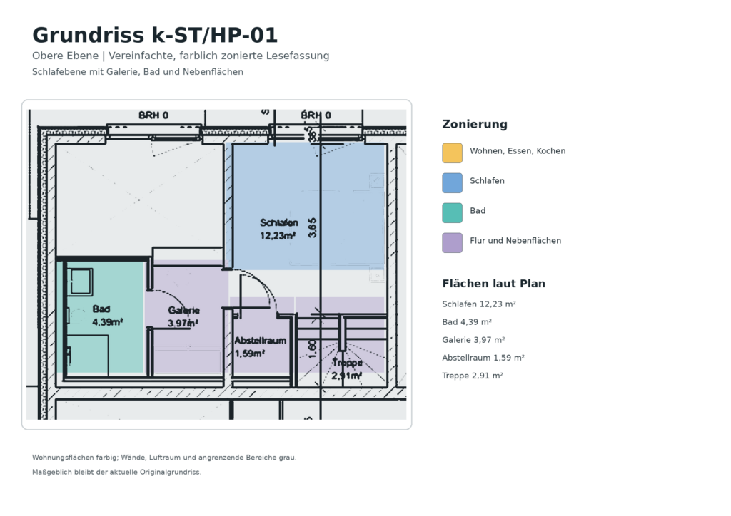 Grundriss der oberen Maisonetteebene