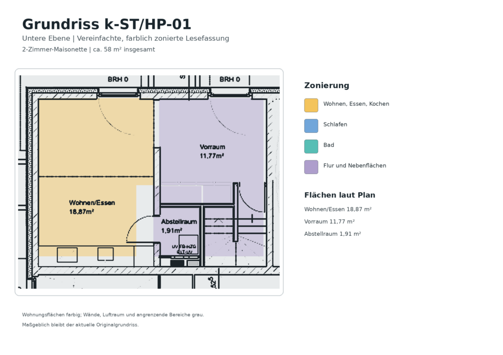 Grundriss der unteren Maisonetteebene