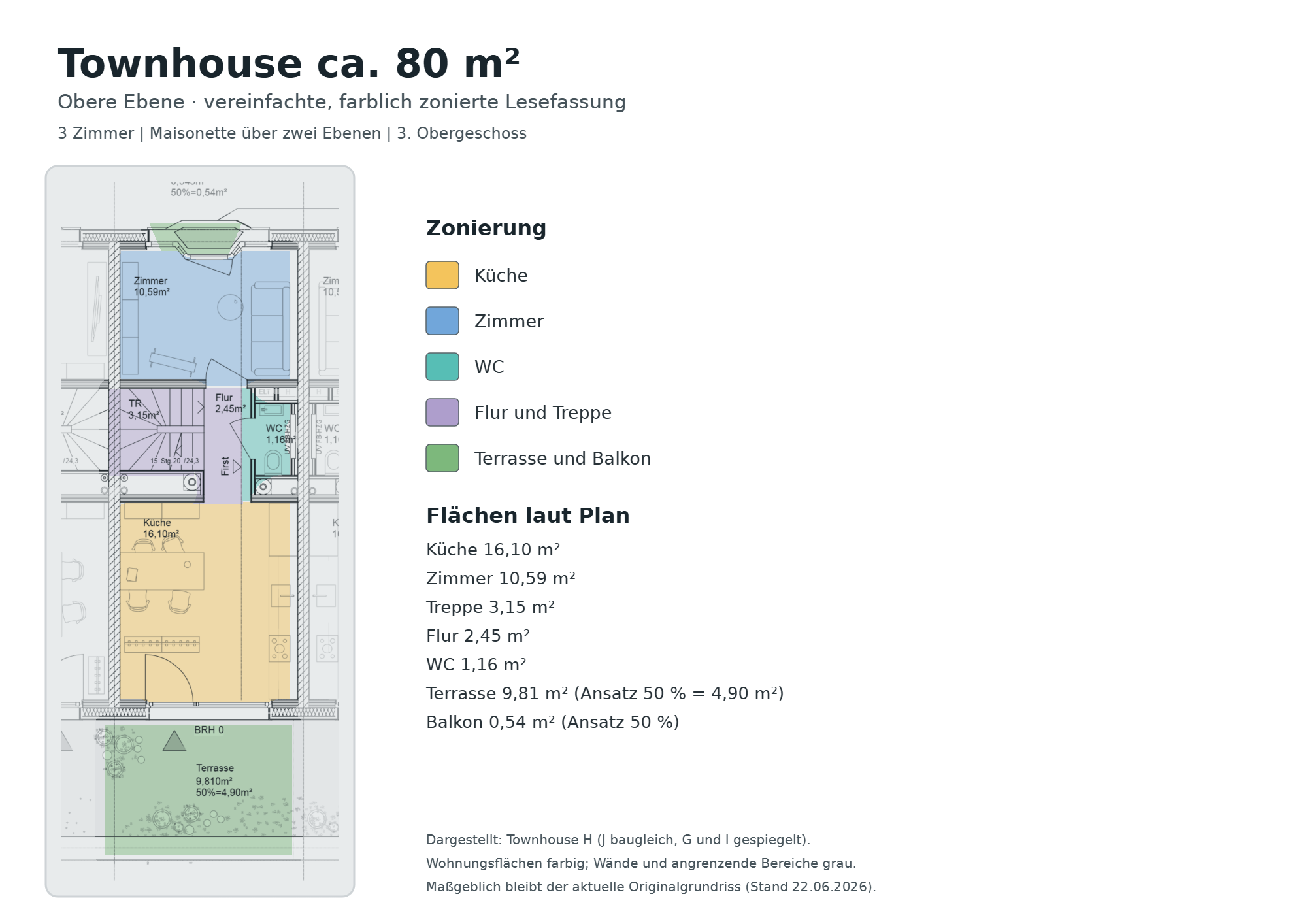 Grundriss der oberen Maisonetteebene