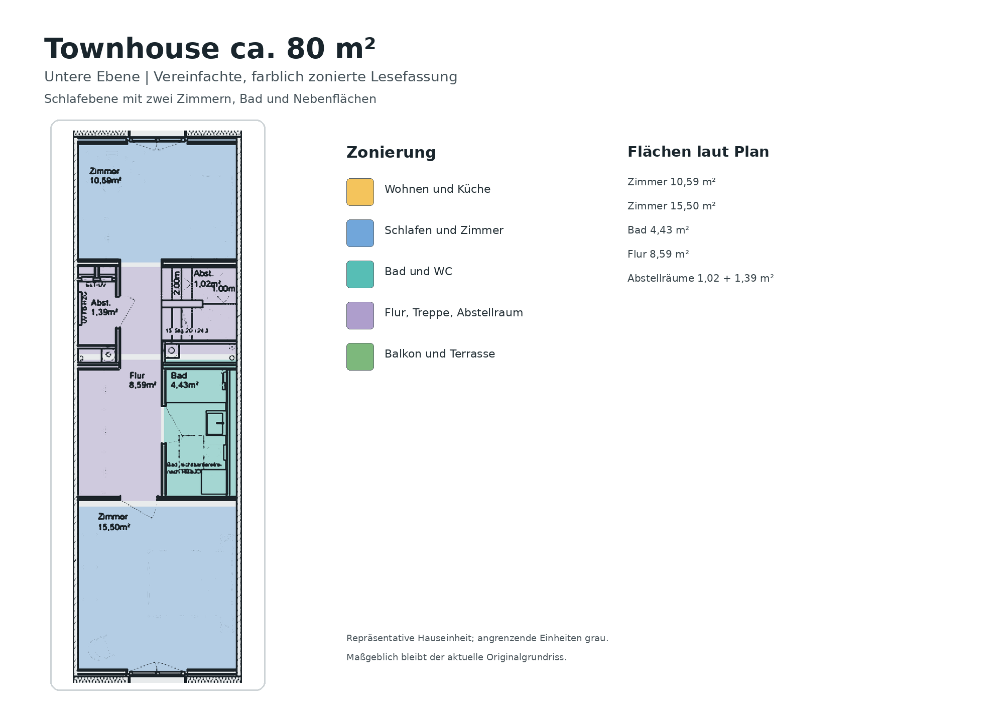 Grundriss der unteren Maisonetteebene